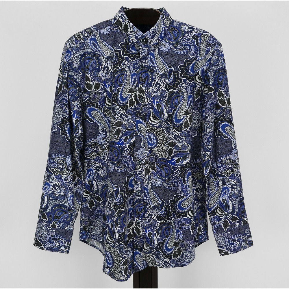 Robert Graham Paisley Button Down Shirt Mens M Blue Classic Fit Mesmerizing 16.5 - Picture 2 of 7